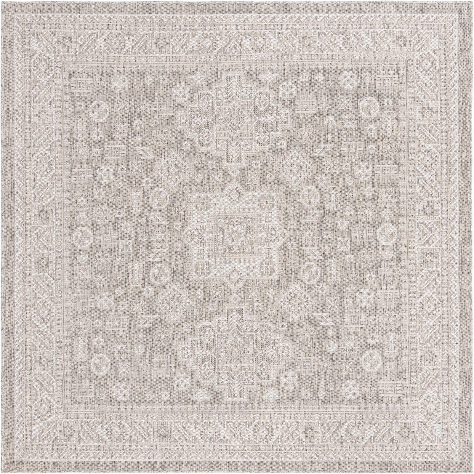 7' 10 x 7' 10 Bellamy · Border Outdoor Rug, light gray