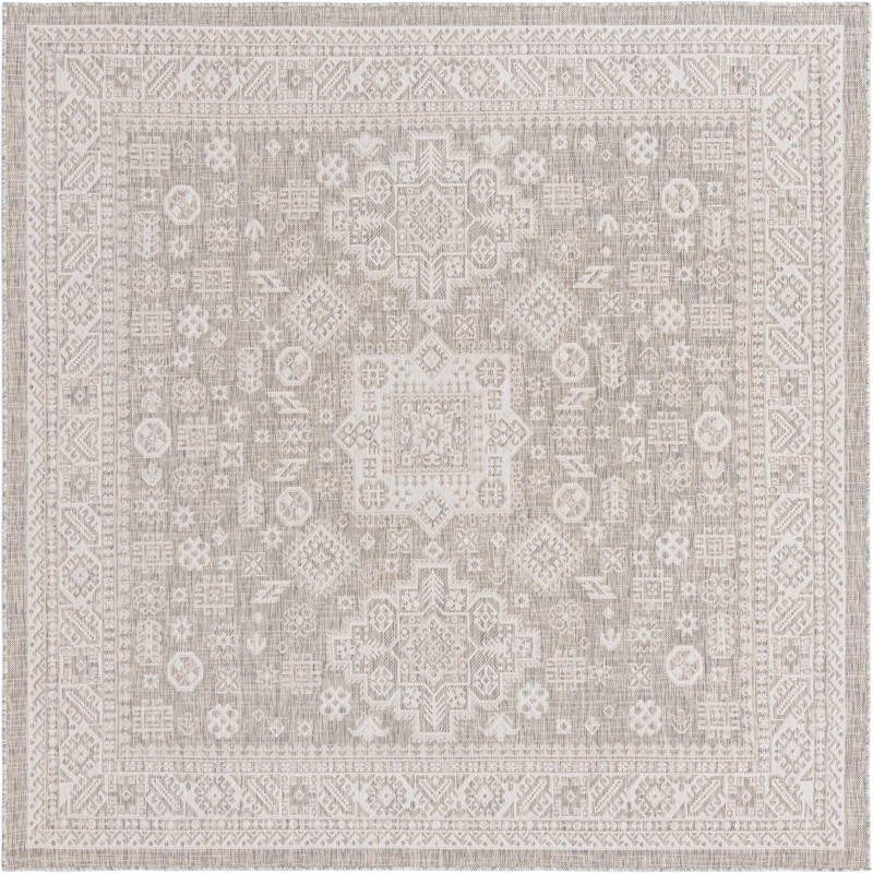 7' 10 x 7' 10 Bellamy · Border Outdoor Rug, light gray