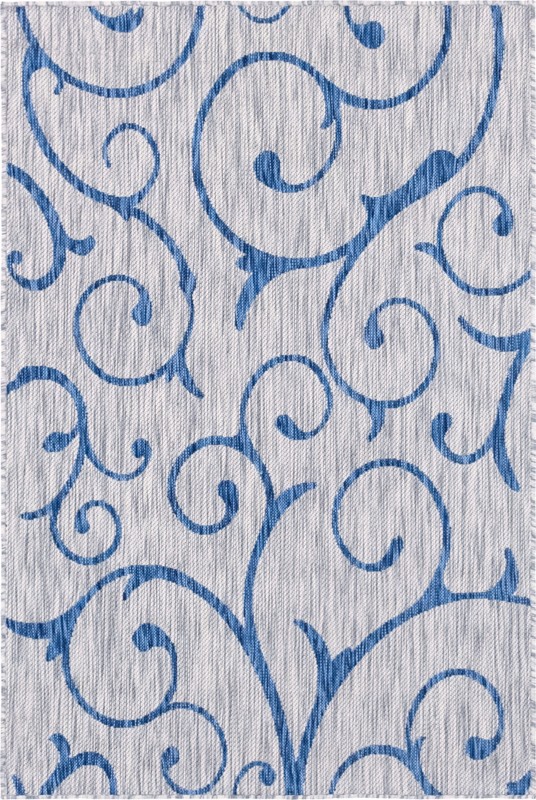 6' x 9' Shale · Floral / botanical Outdoor Rug, gray