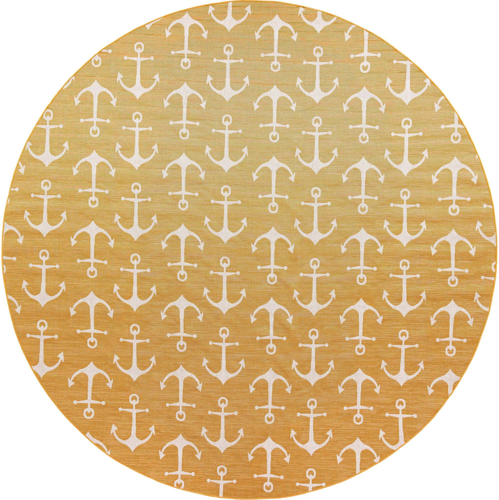 13' x 13' Millbrook · Pictoral Outdoor Rug, yellow