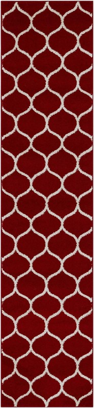 2' x 9' Ingram · Lattice rug, red and ivory