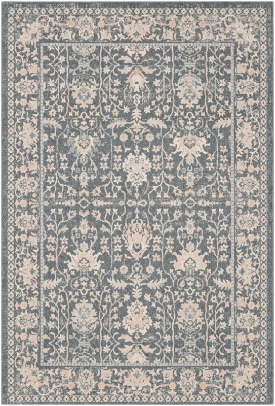 7' x 10' Sandys · Persian floral Washable Rug, navy and blush