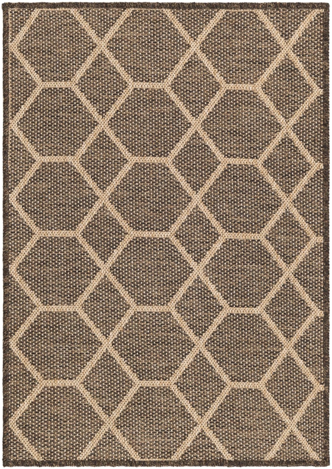 2' x 3' Richter · Geometric lattice rug, brown and natural