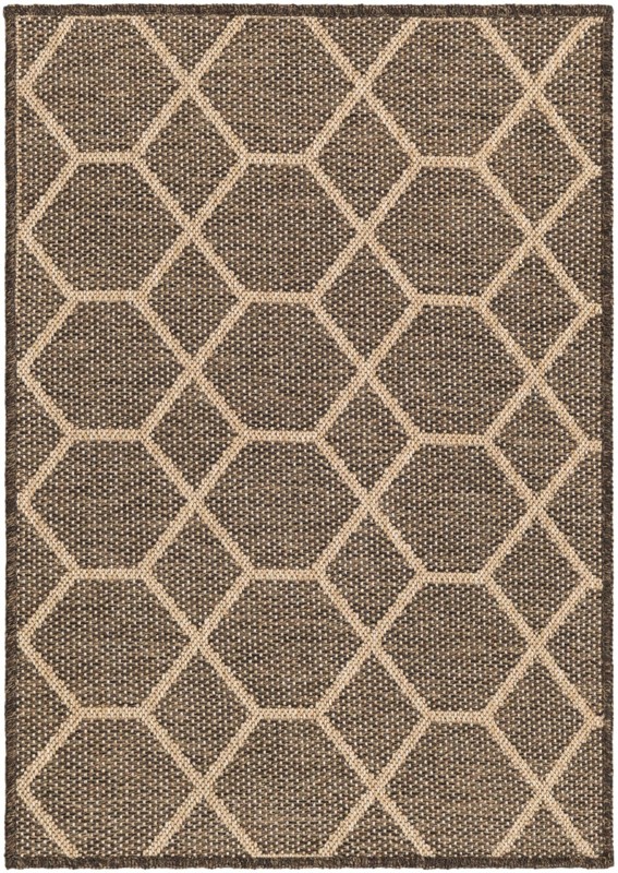 2' x 3' Richter · Geometric lattice rug, brown and natural