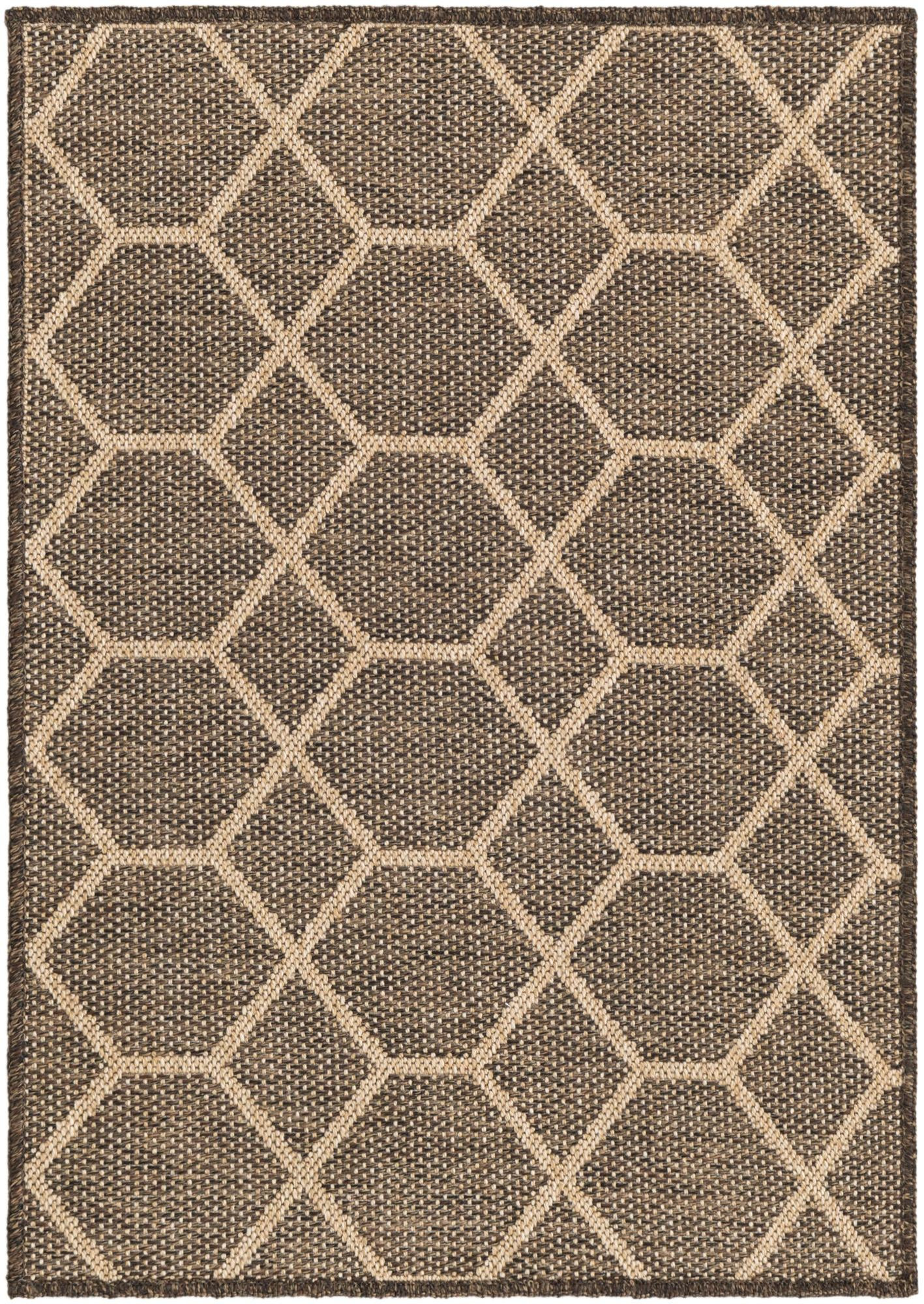 2' x 3' Richter · Geometric lattice rug, brown and natural
