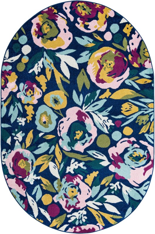 6' x 9' Millicent · Floral / botanical rug, navy