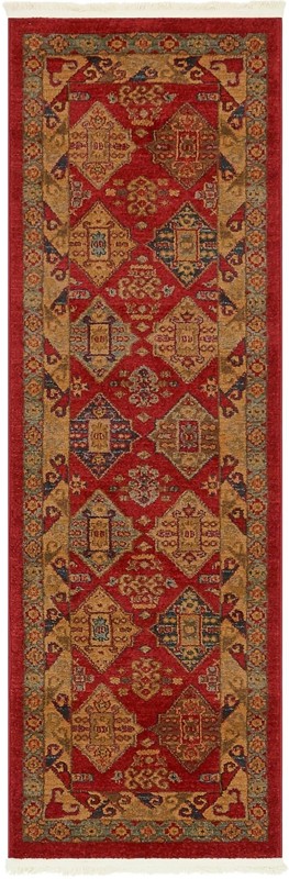 Spearfish · Geometric diamond rug, red and brown