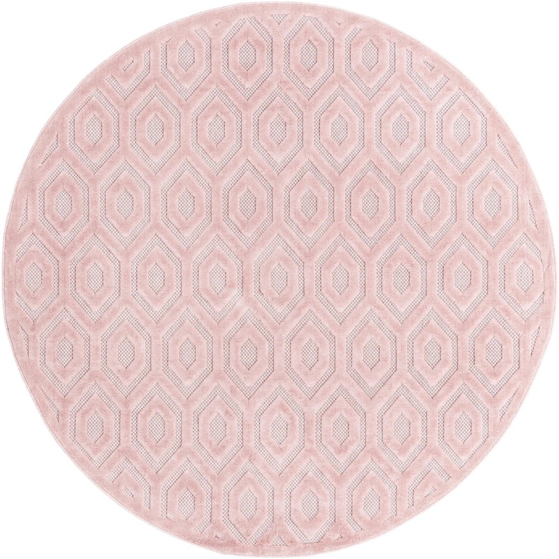 7' x 7' Roanoke · Geometric lattice Outdoor Rug, soft pink