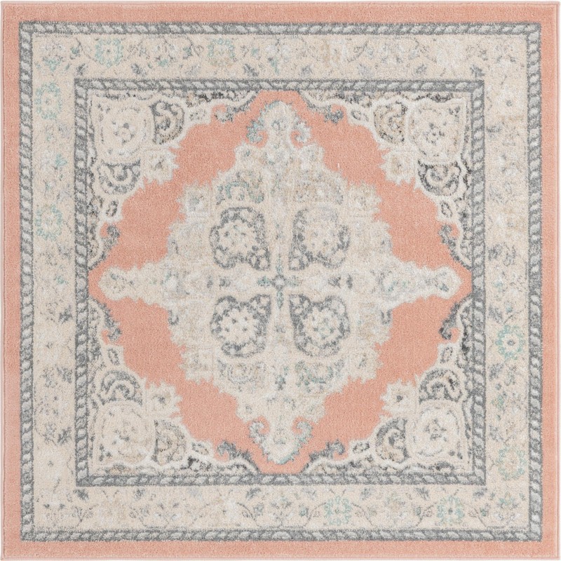 5' x 5' Selby · Border rug, rose