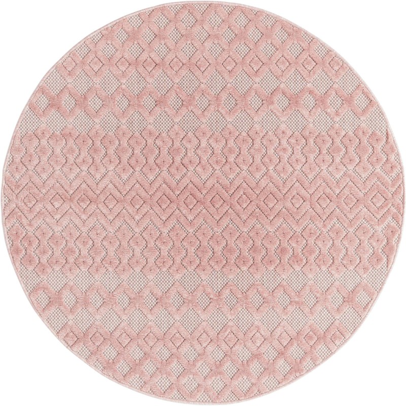 5' 3 x 5' 3 Creed · Geometric trellis Outdoor Rug, light pink