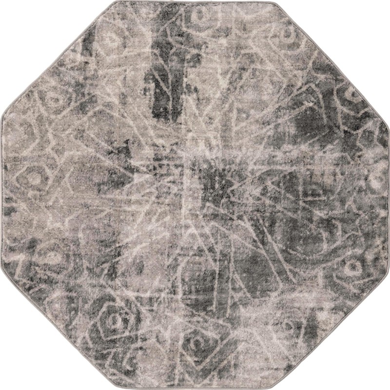 Blakemore · Distressed medallion rug, gray and ivory
