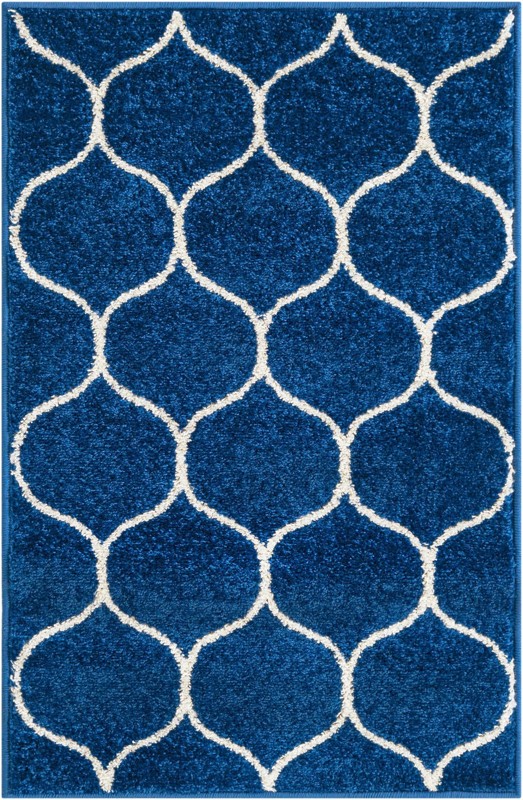2' x 3' Ingram · Lattice rug, navy and ivory