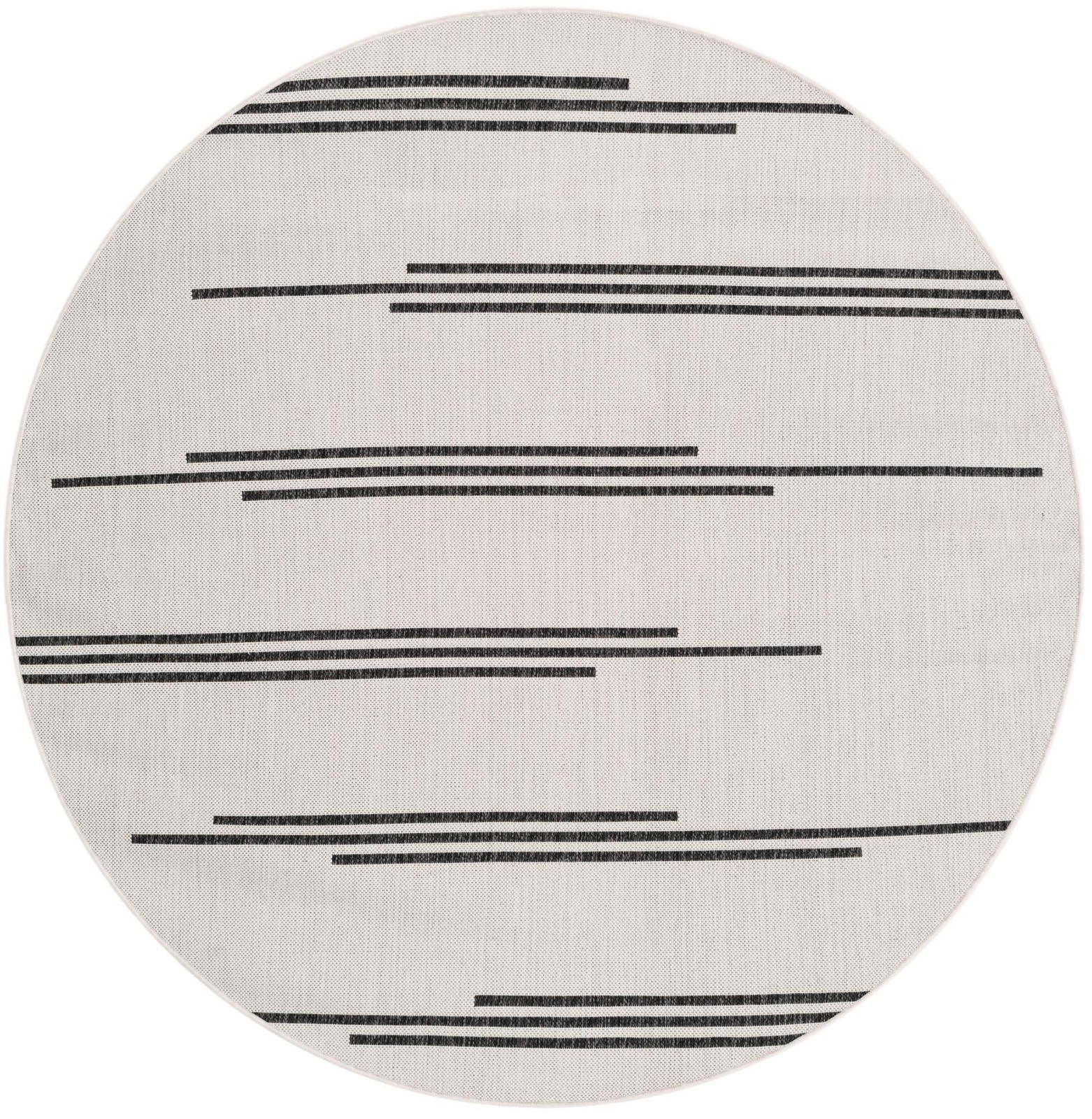 6' x 6' Farrow · Linear Outdoor Rug, black and white