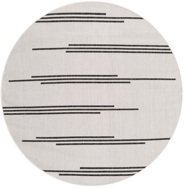 6' x 6' Farrow · Linear Outdoor Rug, black and white