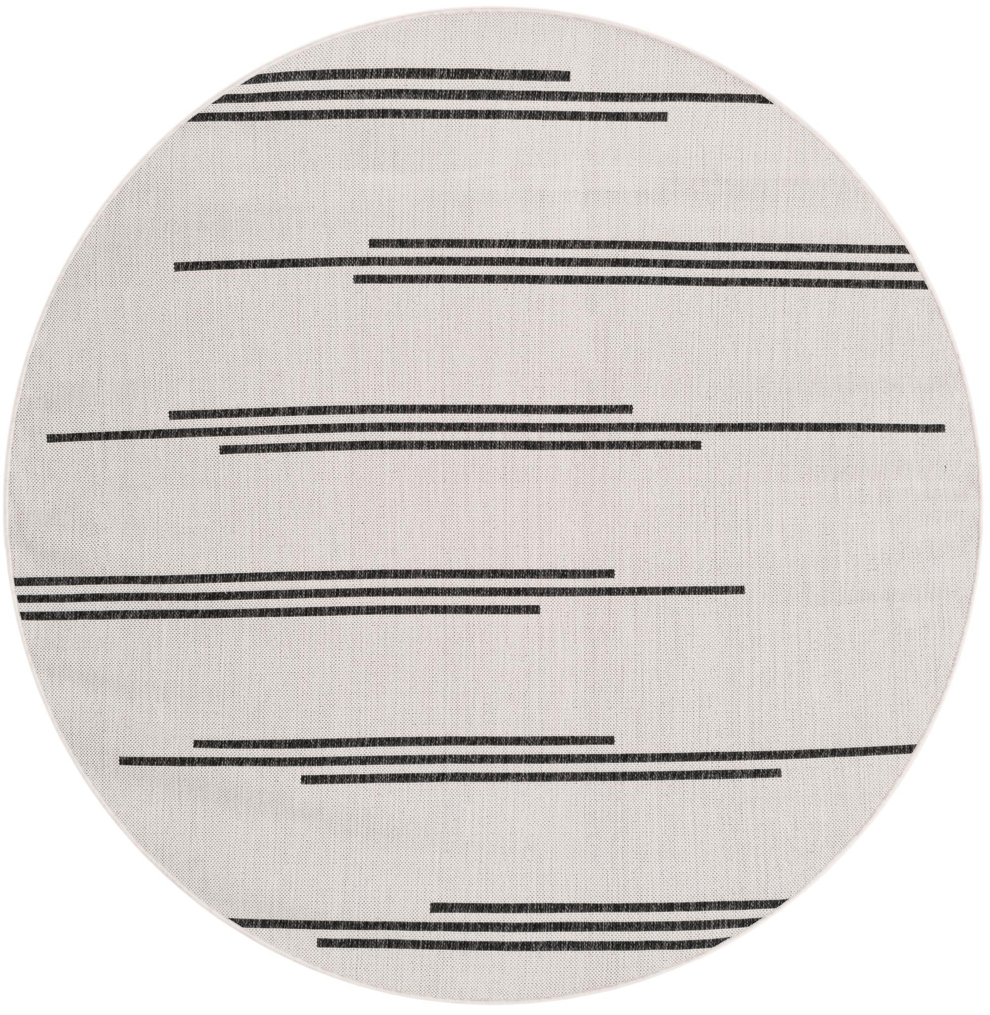 6' x 6' Farrow · Linear Outdoor Rug, black and white