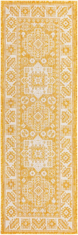 2' x 6' Bellamy · Border Outdoor Rug, yellow