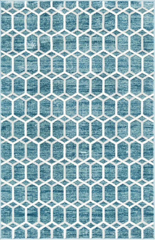 5' x 8' Babcock · Geometric rug, blue