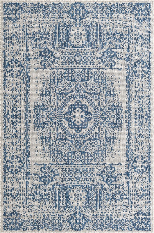 6' x 9' Hayden · Border Outdoor Rug, blue