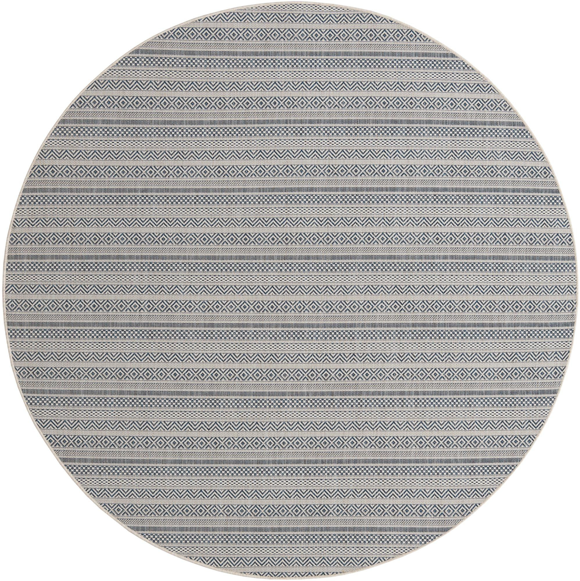 7' 10 x 7' 10 Merlin · Chevron Outdoor Rug, light blue