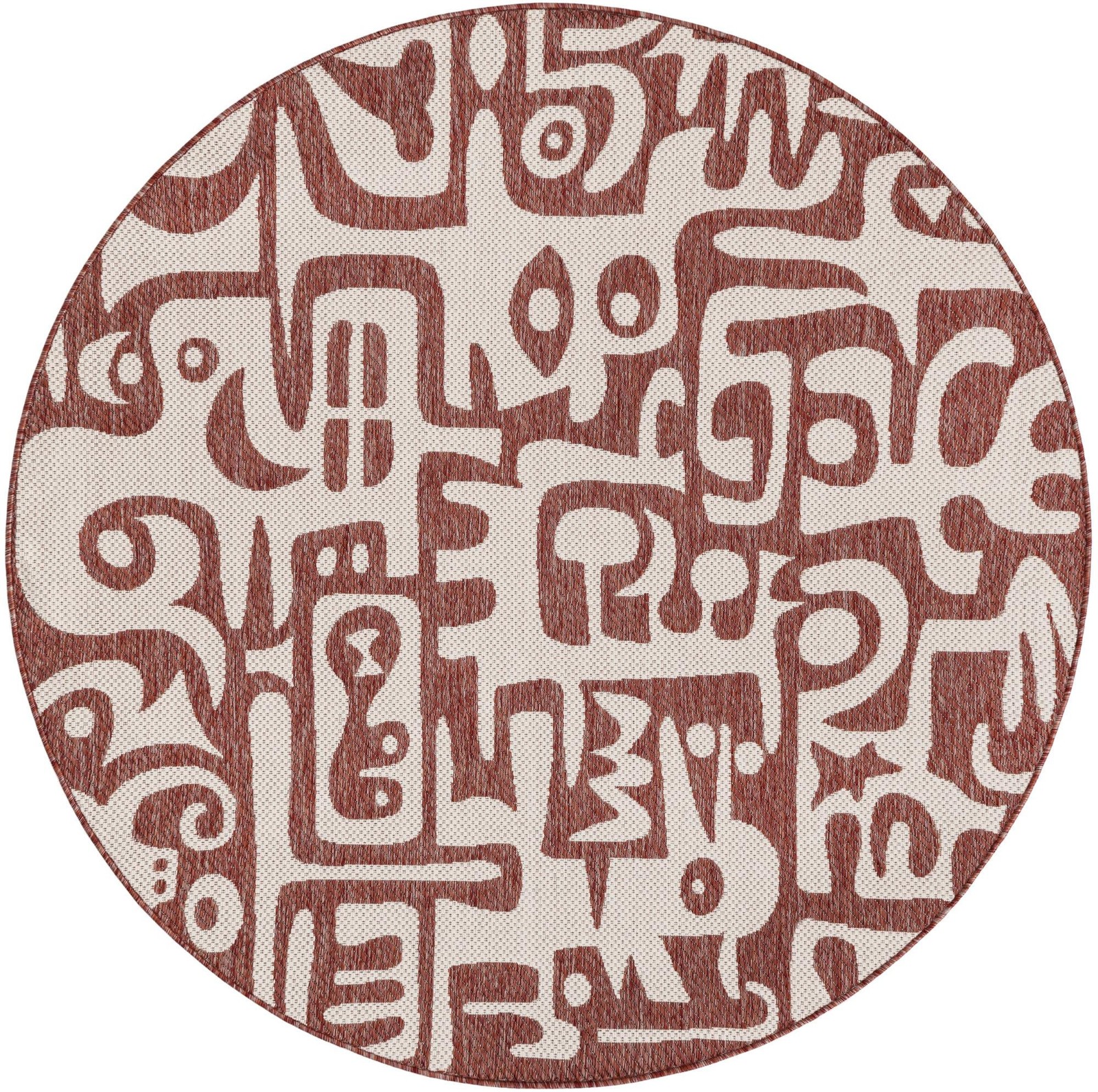 6' x 6' Hungerford · Abstract Outdoor Rug, rust red