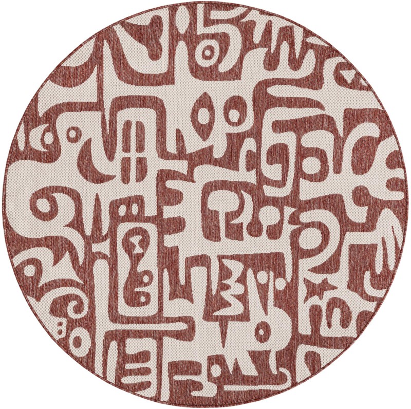 6' x 6' Hungerford · Abstract Outdoor Rug, rust red