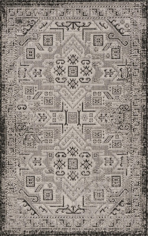 3' x 5' 3 Estuary · Border Outdoor Rug, charcoal gray