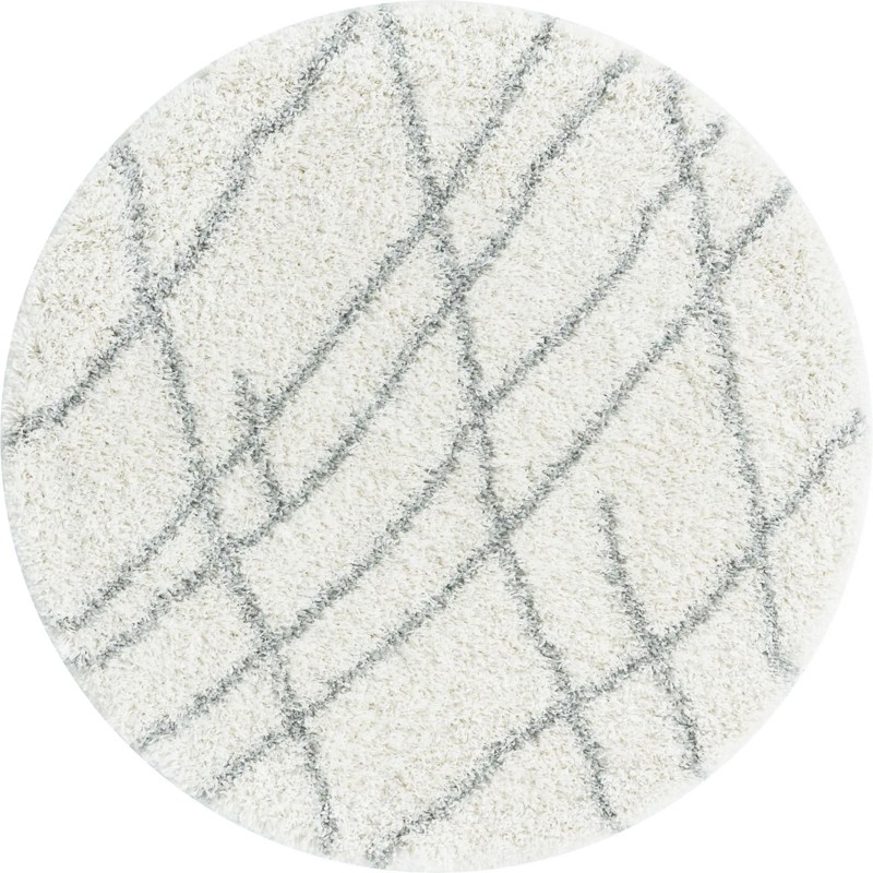 Clearbrook · Diamond trellis Shag Rug, ivory and gray