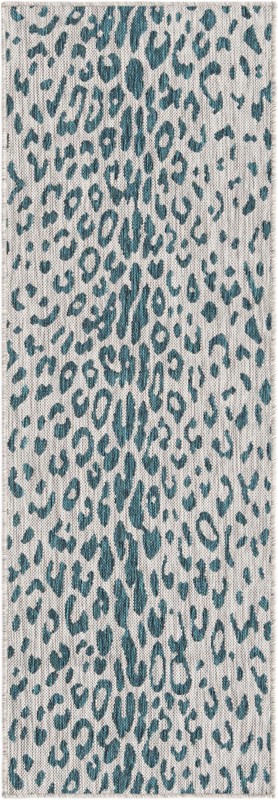 Winterberry · Animal print Outdoor Rug, teal