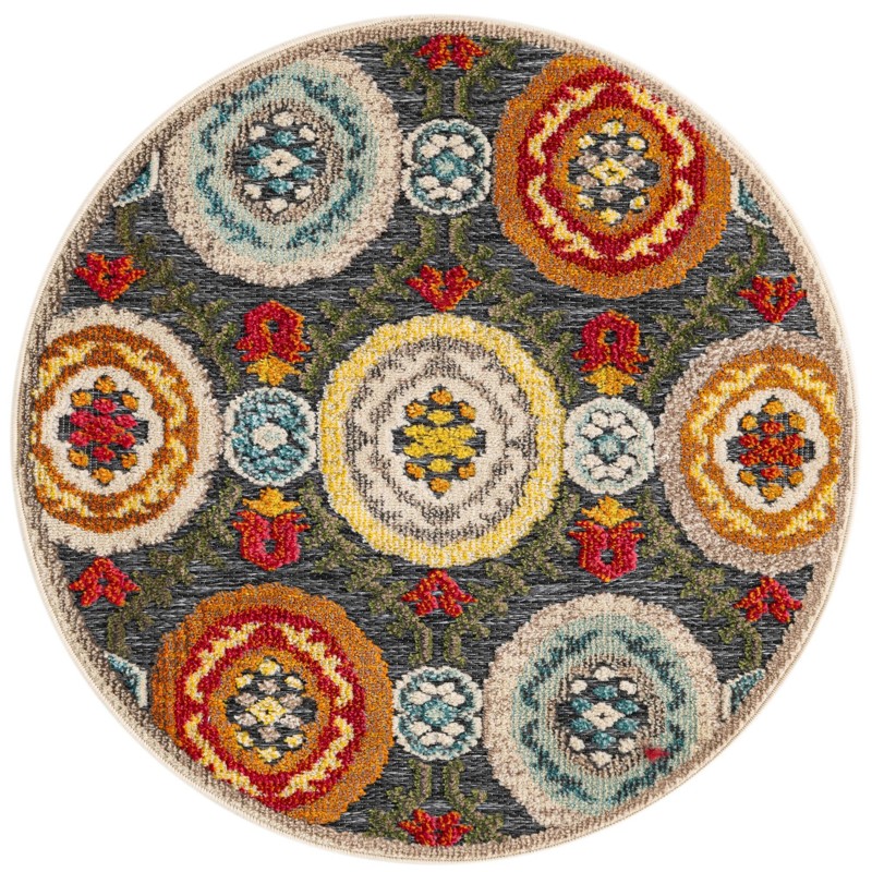 3' x 3' Quincy · Geometric Outdoor Rug, gray