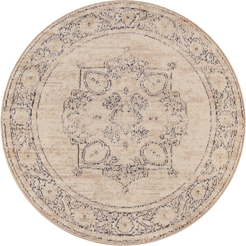3' x 3' Moffat · Medallion rug, ivory