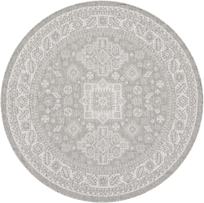 6' x 6' Bellamy · Border Outdoor Rug, light gray