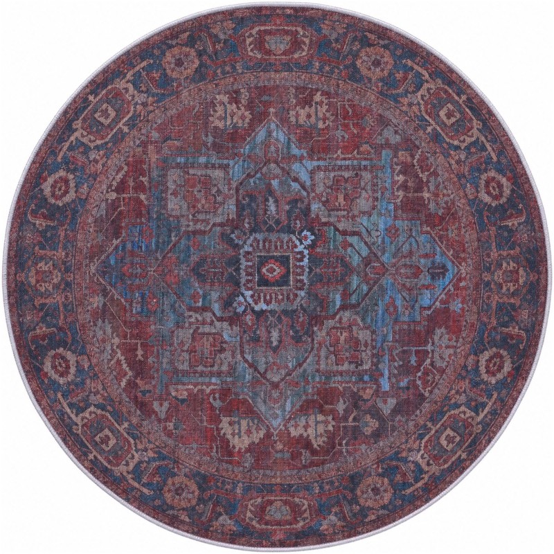 4' x 4' Rathbone · Medallion rug, rust and blue
