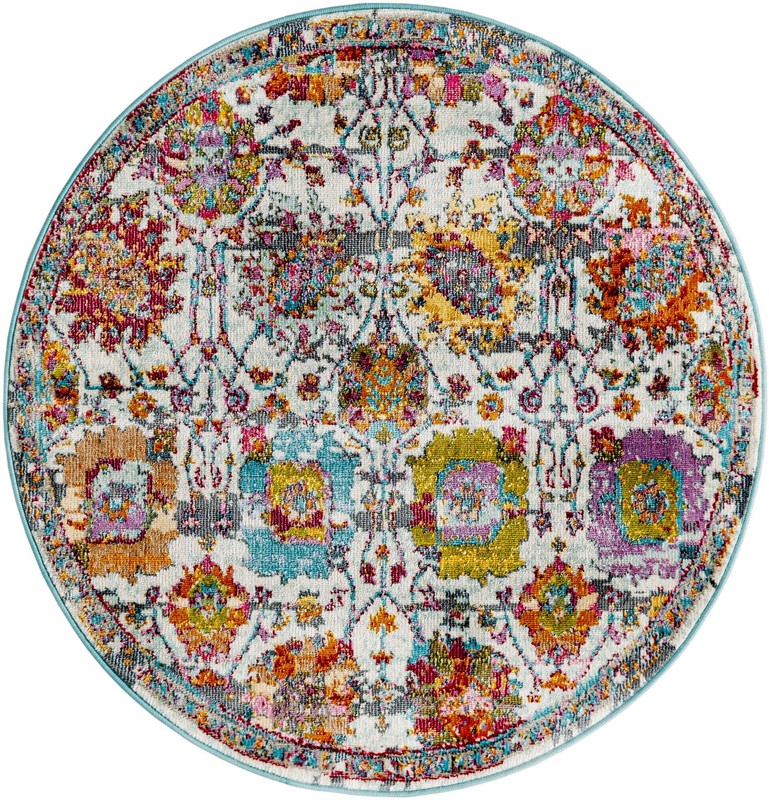 3' 3 x 3' 3 Tansy · Border rug, multi