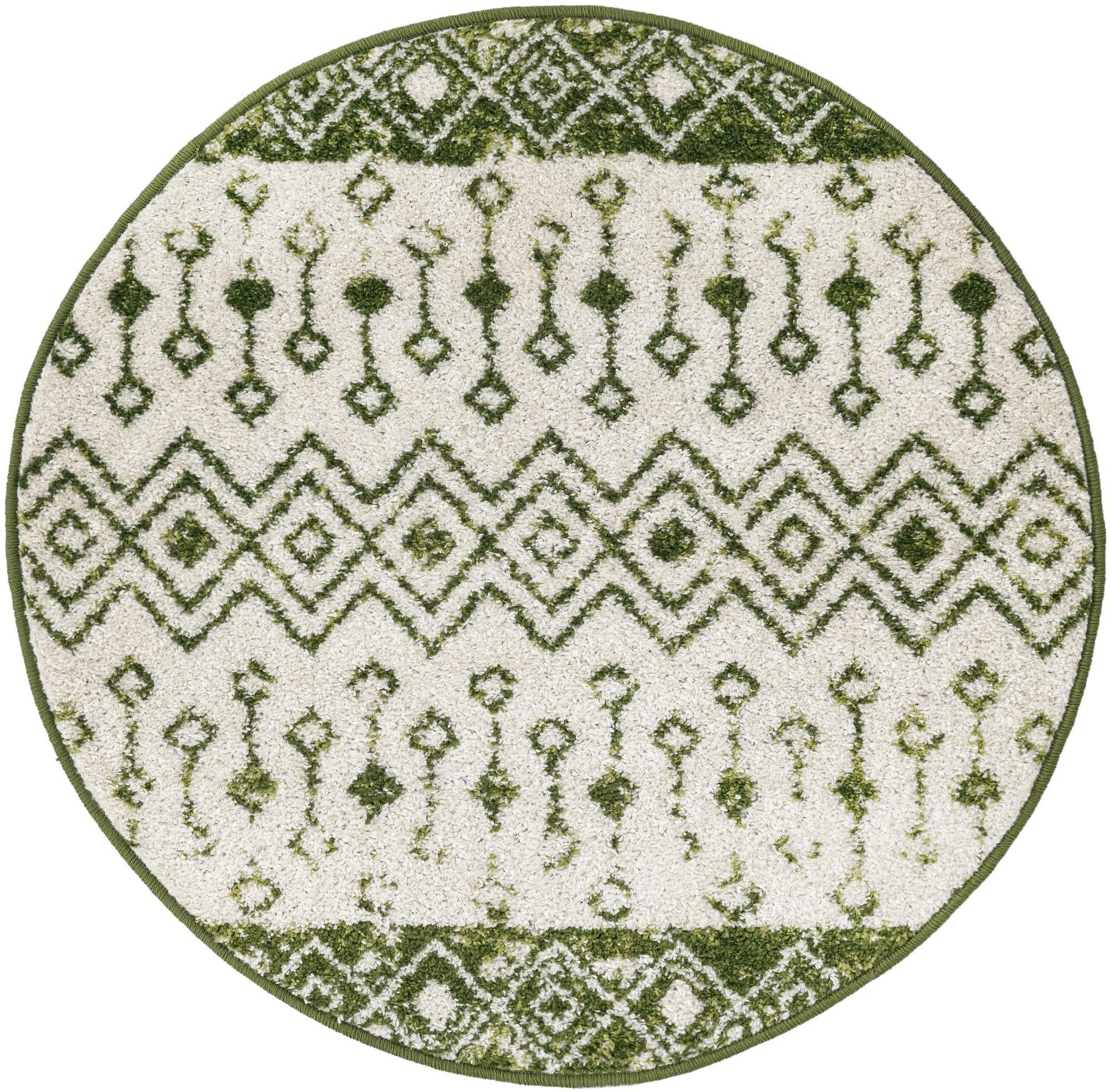 3' 3 x 3' 3 Vernon · Geometric rug, green and ivory