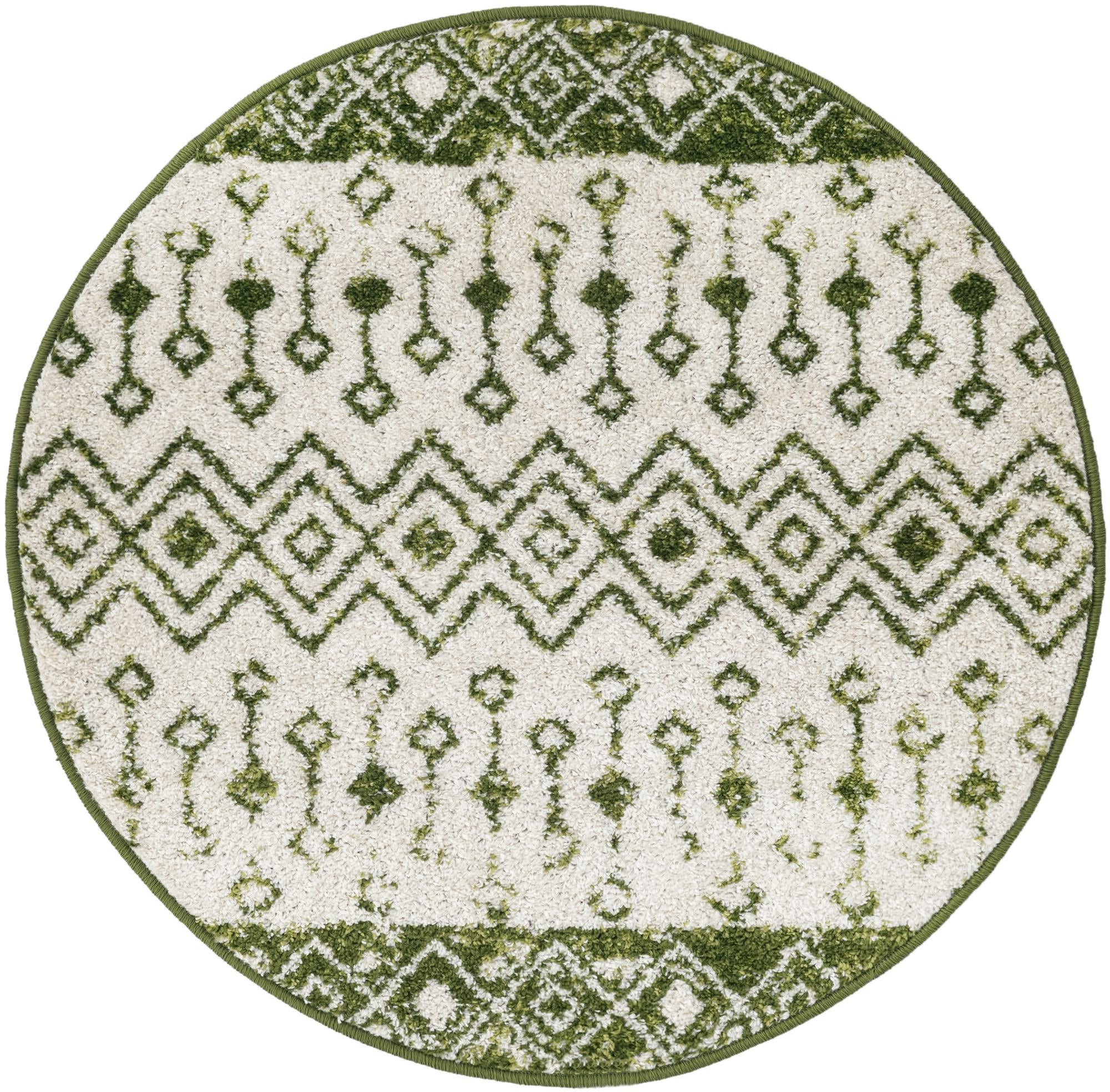 3' 3 x 3' 3 Vernon · Geometric rug, green and ivory