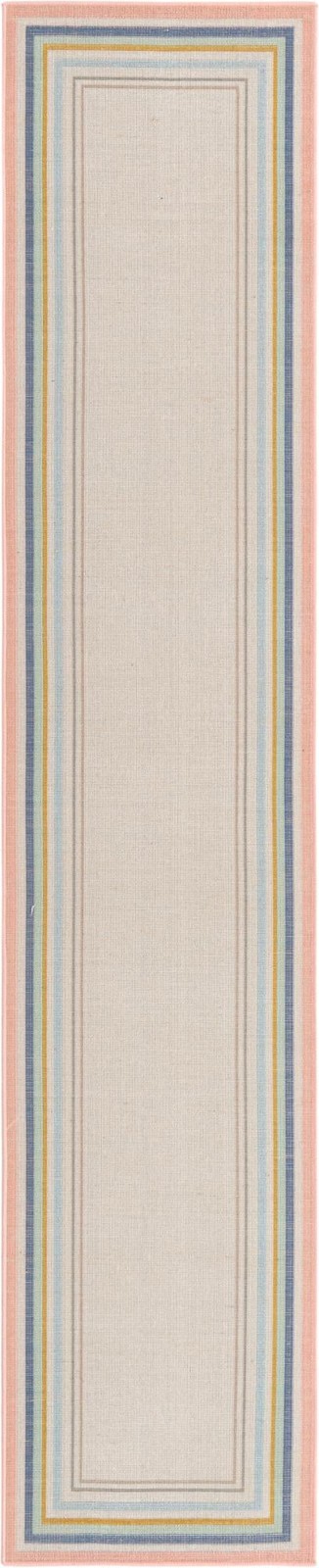 2' x 10' Rookwood · Bordered runner rug, pastel multicolor