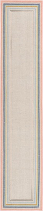 2' x 10' Rookwood · Bordered runner rug, pastel multicolor