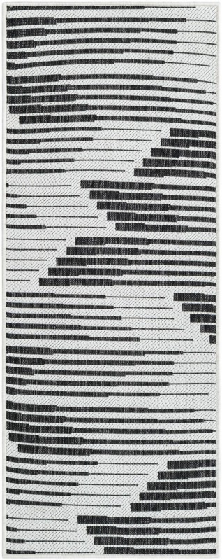 2' x 5' 3 Flax · Abstract Outdoor Rug, black and white
