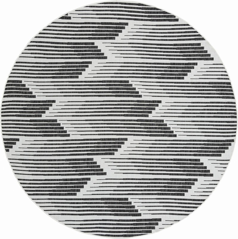 10' x 10' Flax · Abstract Outdoor Rug, black and white