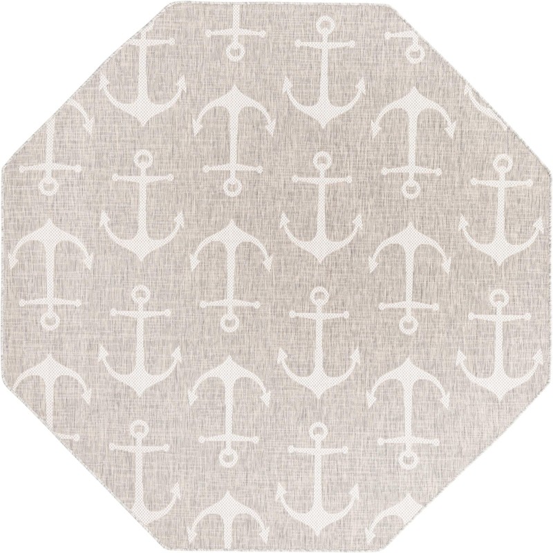 Millbrook · Anchor Outdoor Rug, gray and ivory