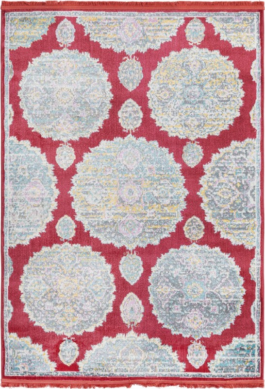 4' 3 x 6' Mather · Border rug, red