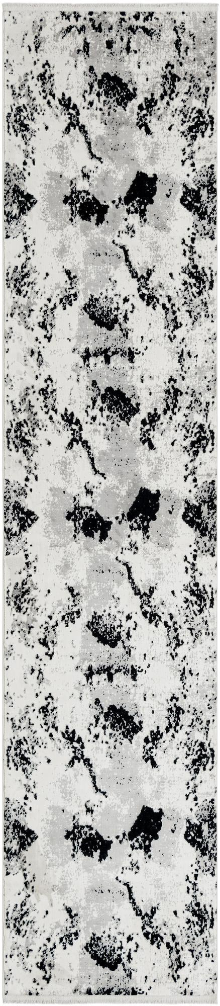 2' 7 x 12' Glendon · Abstract rug, black and white