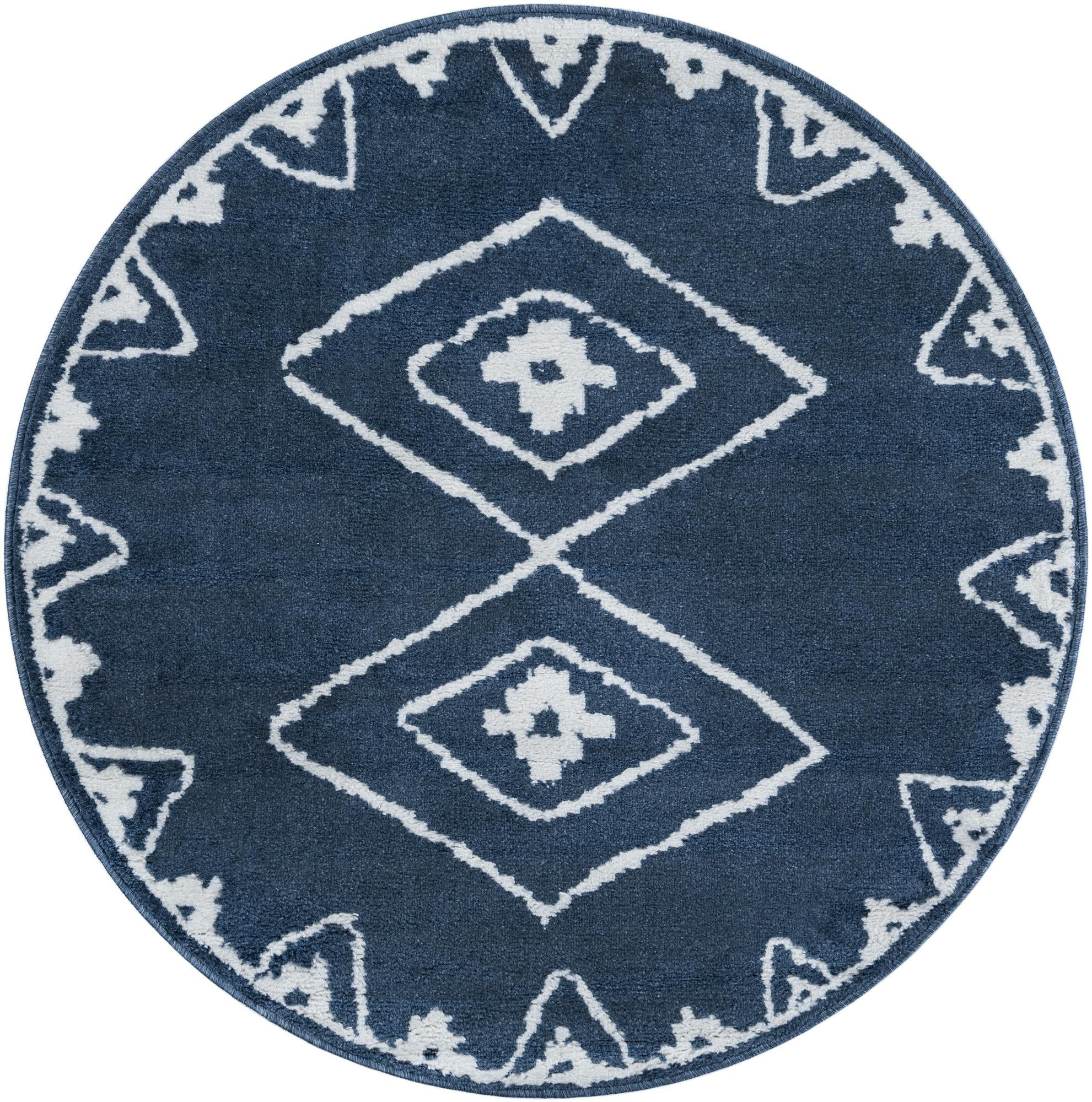 4' x 4' Sumac · Border rug, blue