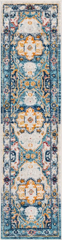 2' x 8' Pierce · Border rug, teal