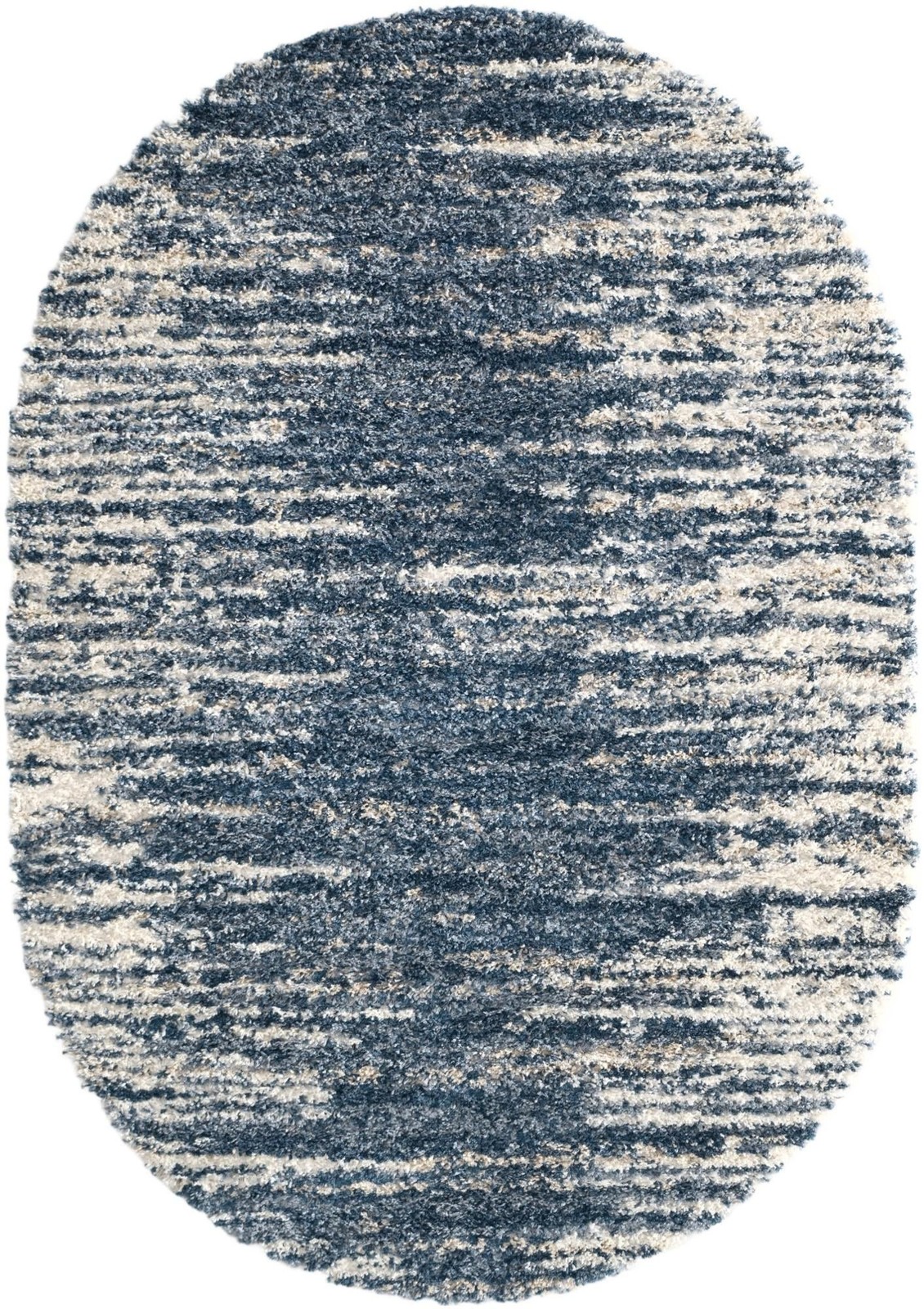 7' x 10' Felton · Abstract striped Shag Rug, blue and ivory