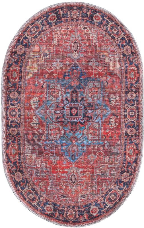 Rathbone · Medallion Washable Rug, rust and blue