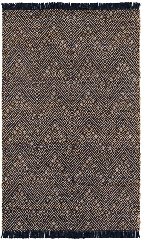 Fulton · Chevron Braided Jute Rug, navy blue and white