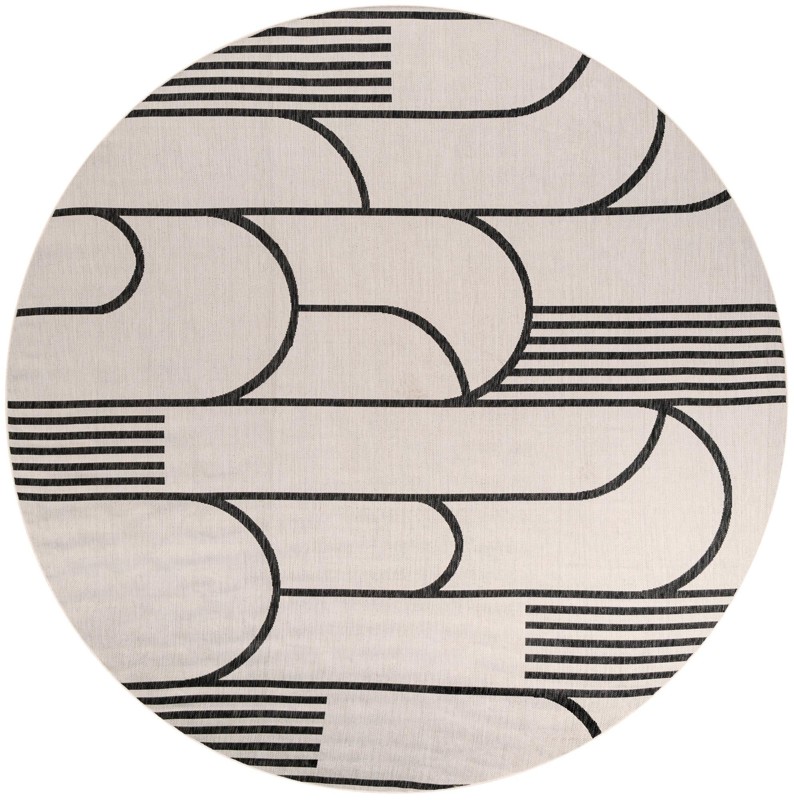 10' x 10' Prudence · Geometric Outdoor Rug, black and white
