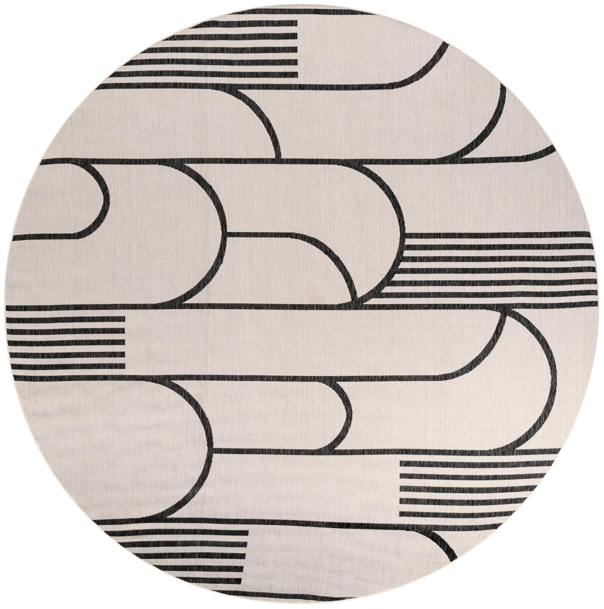 10' x 10' Prudence · Geometric Outdoor Rug, black and white