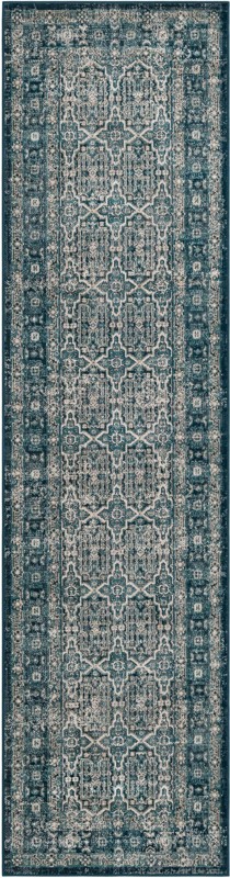 Candlewood · Distressed medallion rug, blue and ivory